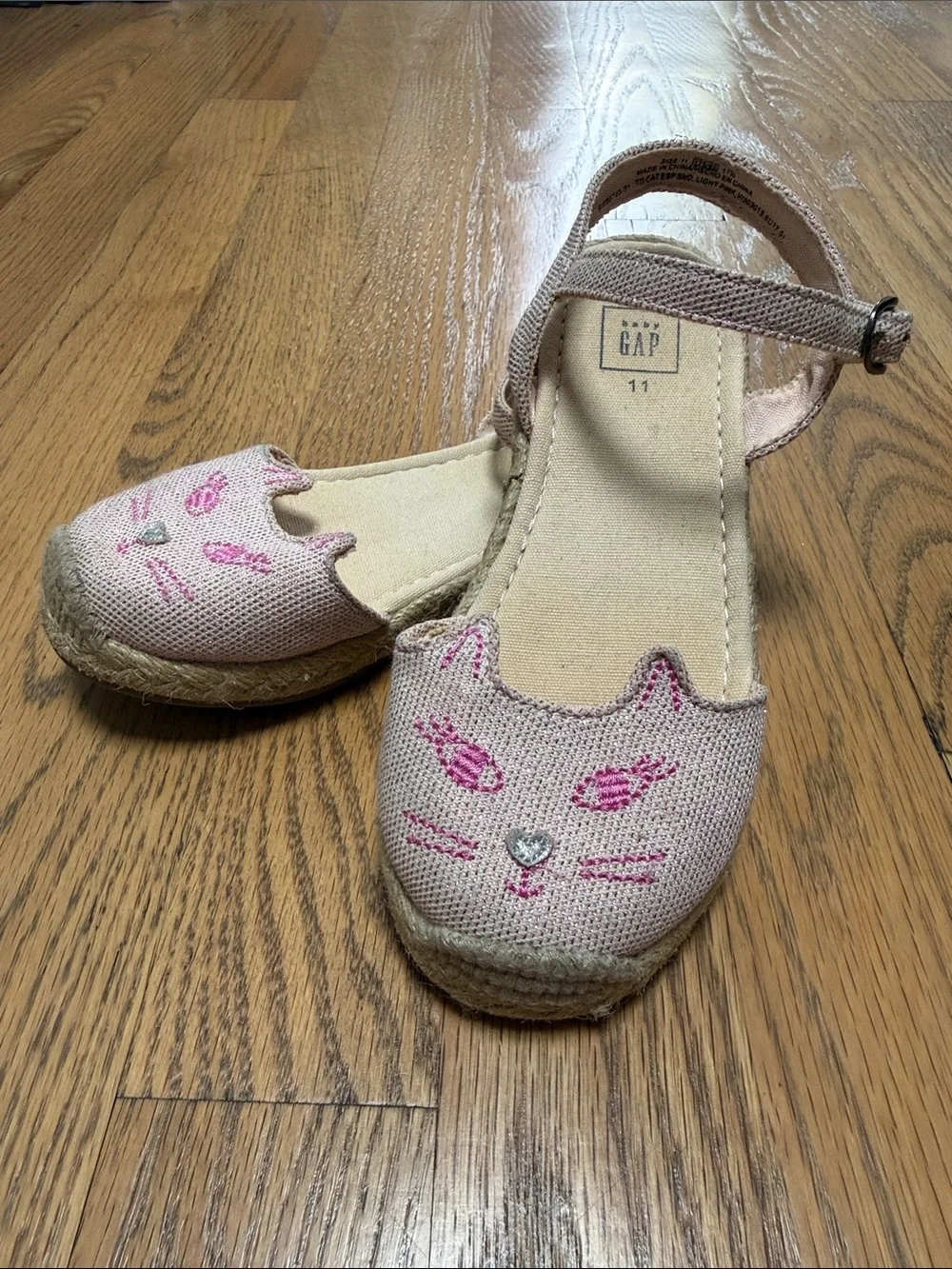 GAP Pink Cat Face Espadrille Sandals for Kids
